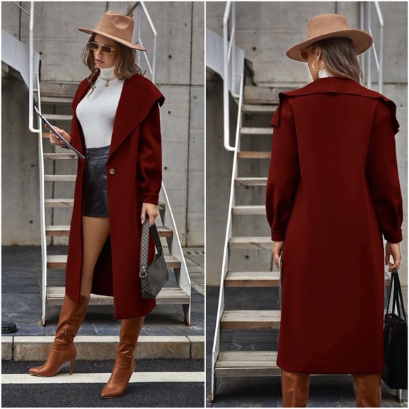 fall long waterfall button trench peacoat grey - Picture 7 of 8